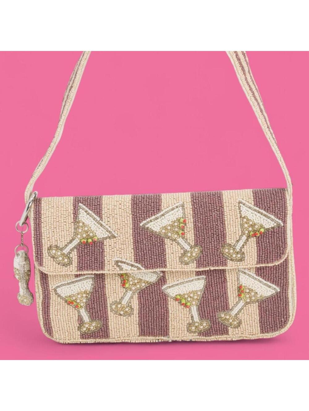 TikTok viral Multicoloured Beaded Bag Martini Olive Striped
